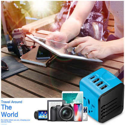 Universal Travel Adapter AC Plug Wall Charger with 3 USB + 1 Type-C Port