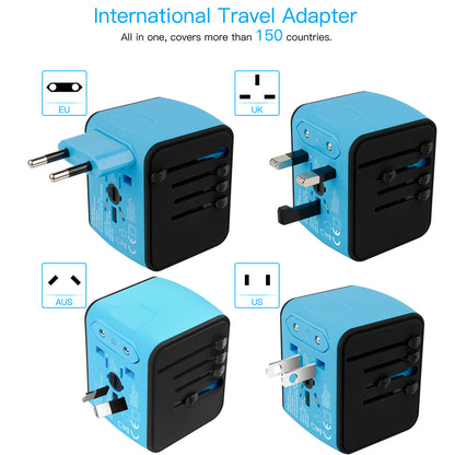 Universal Travel Adapter AC Plug Wall Charger with 3 USB + 1 Type-C Port