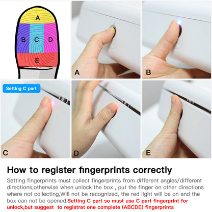 AICase Biometric Fingerprint Storage Box Portable Cash Jewelry Security Lock Box Safe