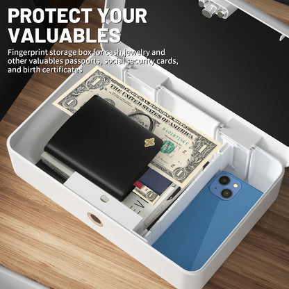 AICase Biometric Fingerprint Storage Box Portable Cash Jewelry Security Lock Box Safe