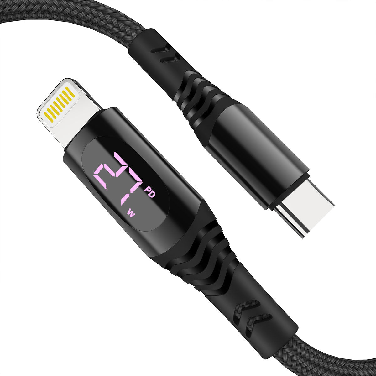 AICase Type C to iPhone Cable Charger 27W PD Fast Charging Cord with LED Display