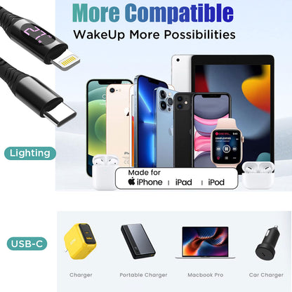 AICase Type C to iPhone Cable Charger 27W PD Fast Charging Cord with LED Display